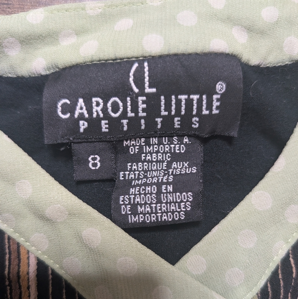 Carole Little Vintage Striped Floral Patch Boho Button Up Y2K Vest Top Size 8 - Picture 6 of 7